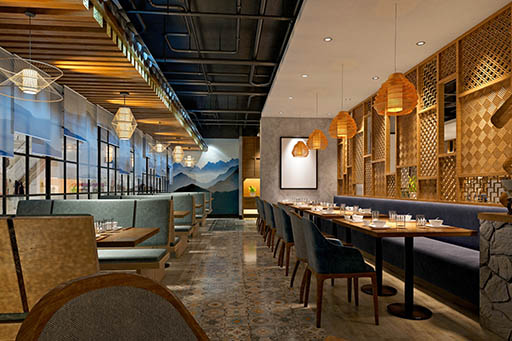 木や土の温もりを感じる落ち着いた空間◆素焼きタイルが彩る店内